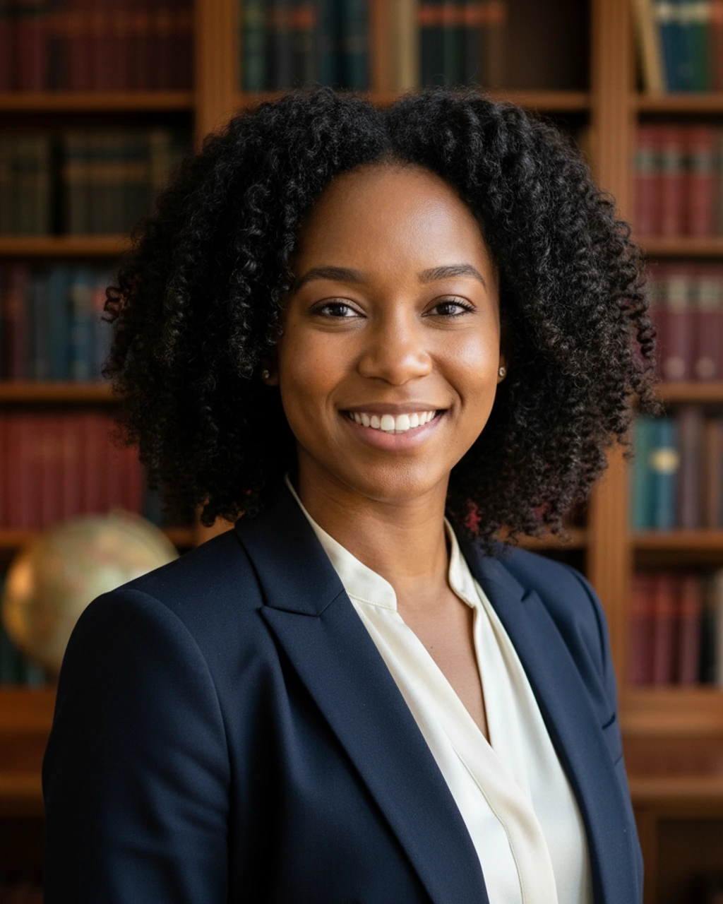 Sarah in the Scholarly Bookshelf scene
